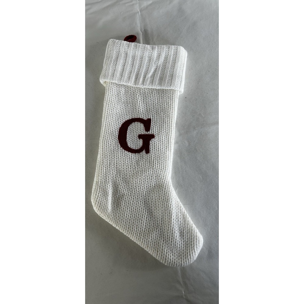 Wondershop Monogram Christmas Stocking Letter G Initial White Knit Target Lined